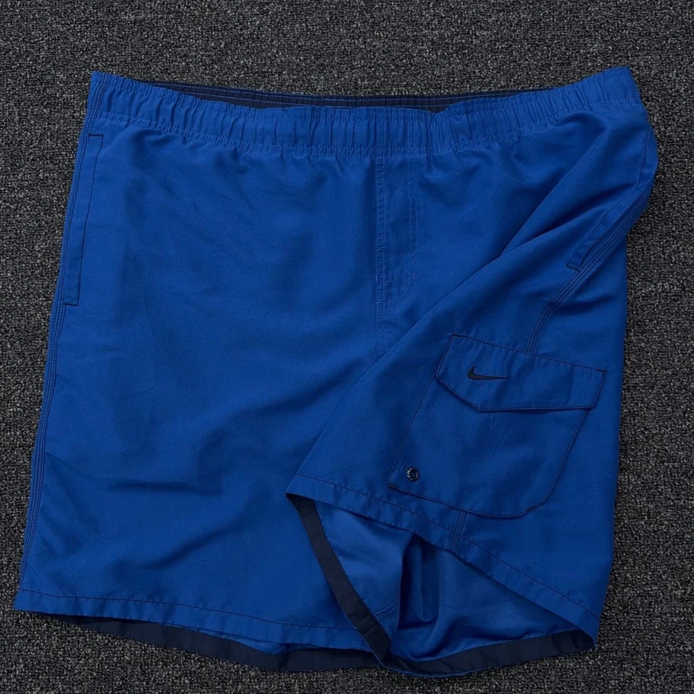 Nike Mens Swim Trunks Royal Blue‎ Cargo Pocket Mesh Lined Board Shorts XL